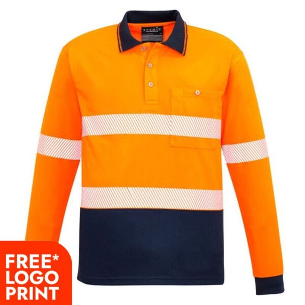 Unisex Hi Vis Segmented Long Sleeve Polo - Hoop Taped Thumbnail
